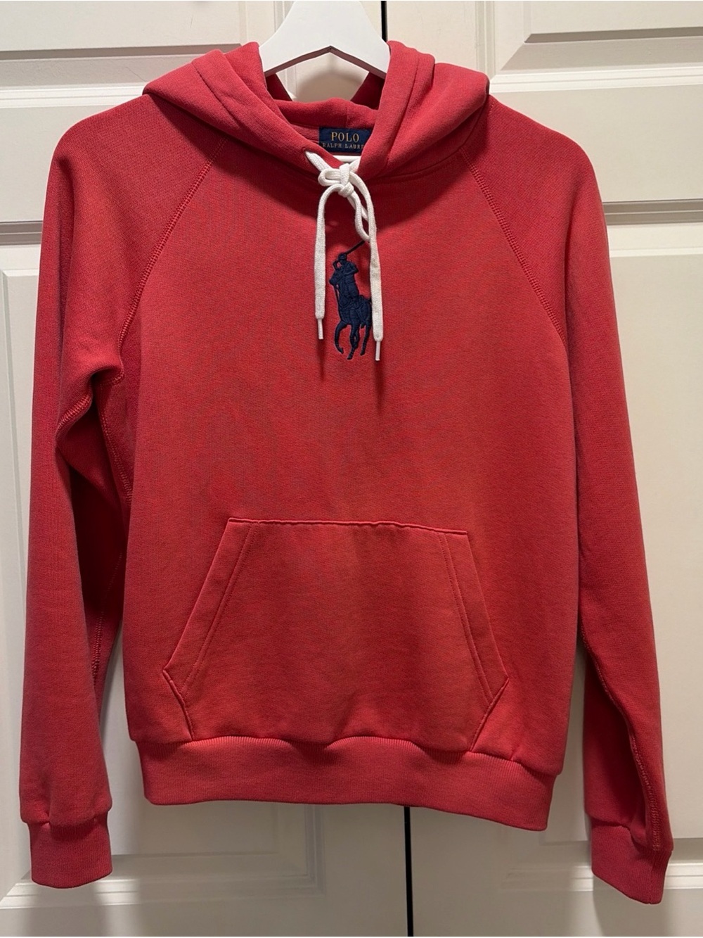 Polo by Ralph Lauren Coral-Red Pullover Hoodie with Navy Pony
